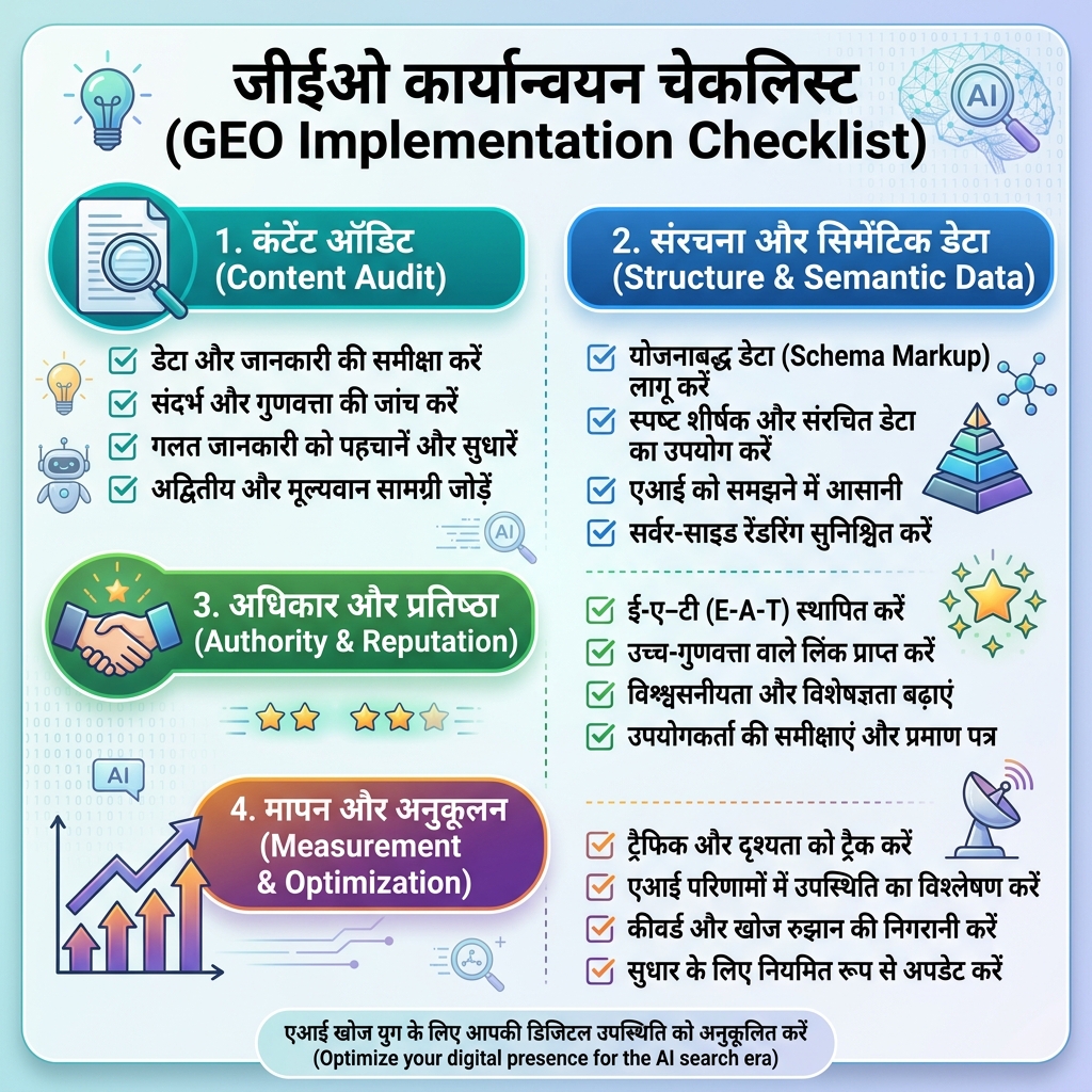 SEO, AEO और GEO को साथ लागू करने वाली पेज structure