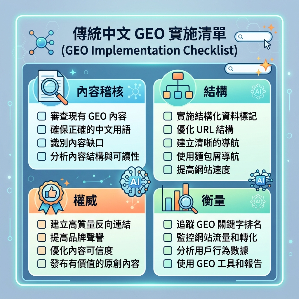 SEO、SEM 和 GEO 在目標、速度、成本和衡量上的对比矩阵