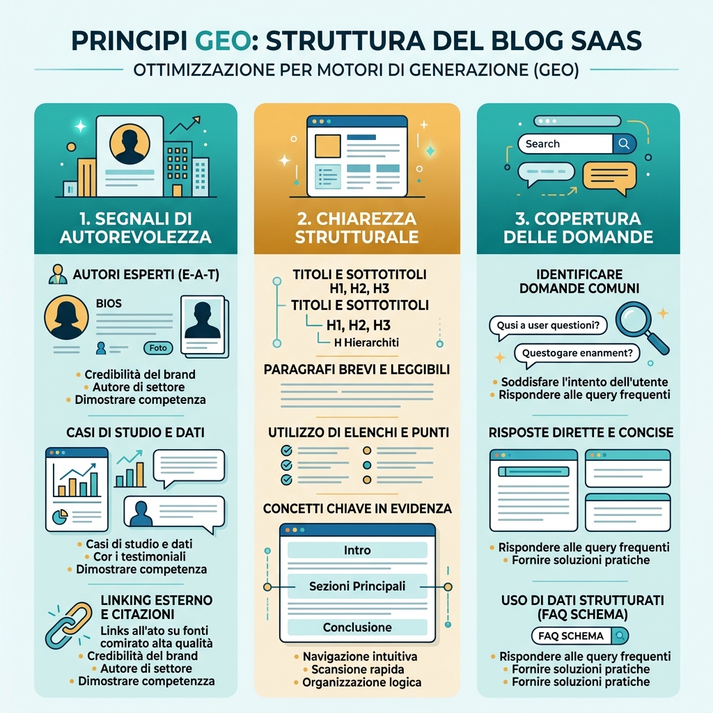 SEO 与 GEO workflow，展示搜索意图、答案结构、技术访问、权威信号和衡量