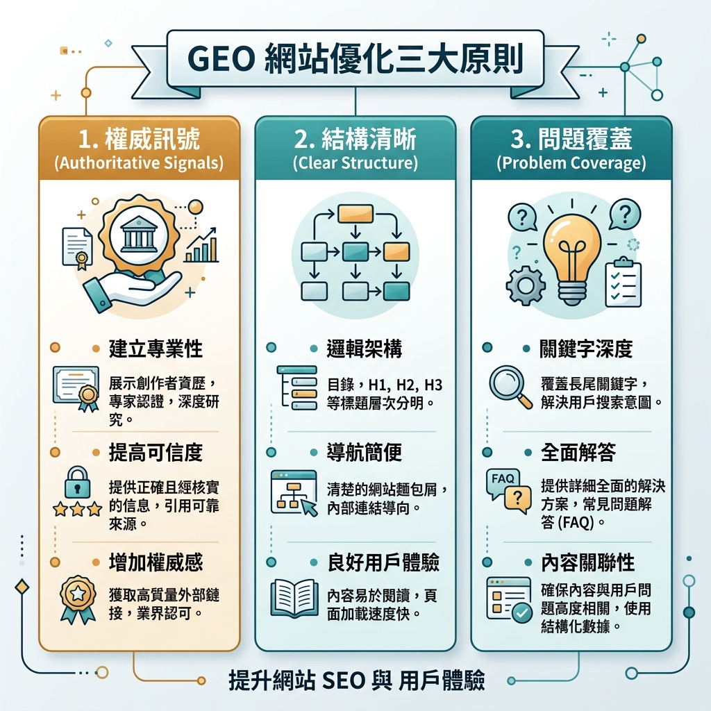 展示 2026 年 SEO 运营闭环的流程图：从测量与访问修复，到意图映射、页面改进、信任建设、内容刷新和 AI 可见性检查