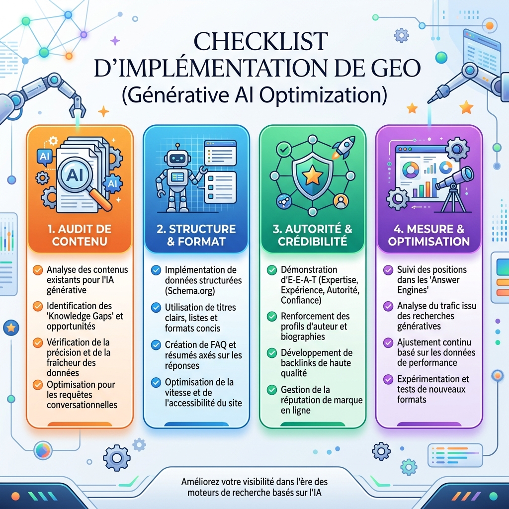 AI 可见性入门清单，包含 sitemap、爬虫访问、直接答案、FAQ、schema、专业性和提及追踪