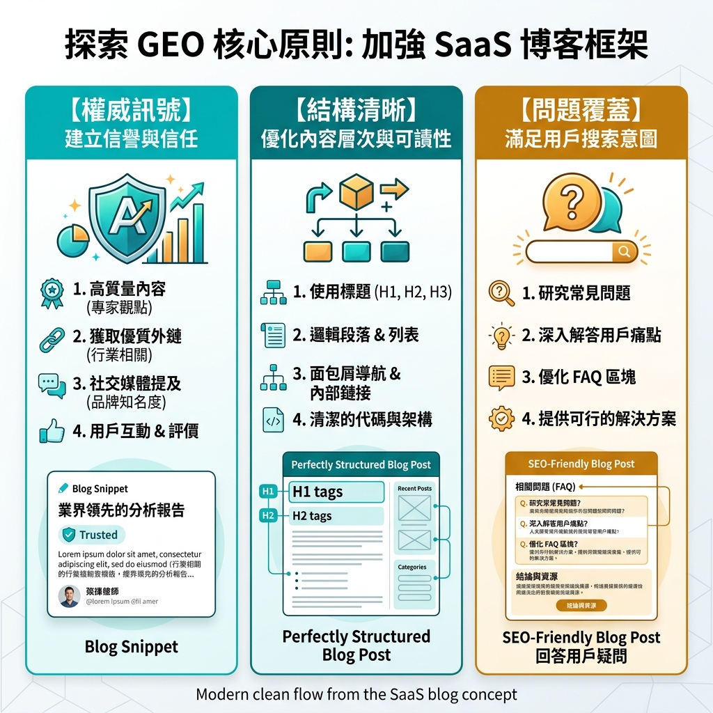 可见性栈示意图，展示技术访问、网站结构、有用内容、实体信任、AI 引用格式和衡量