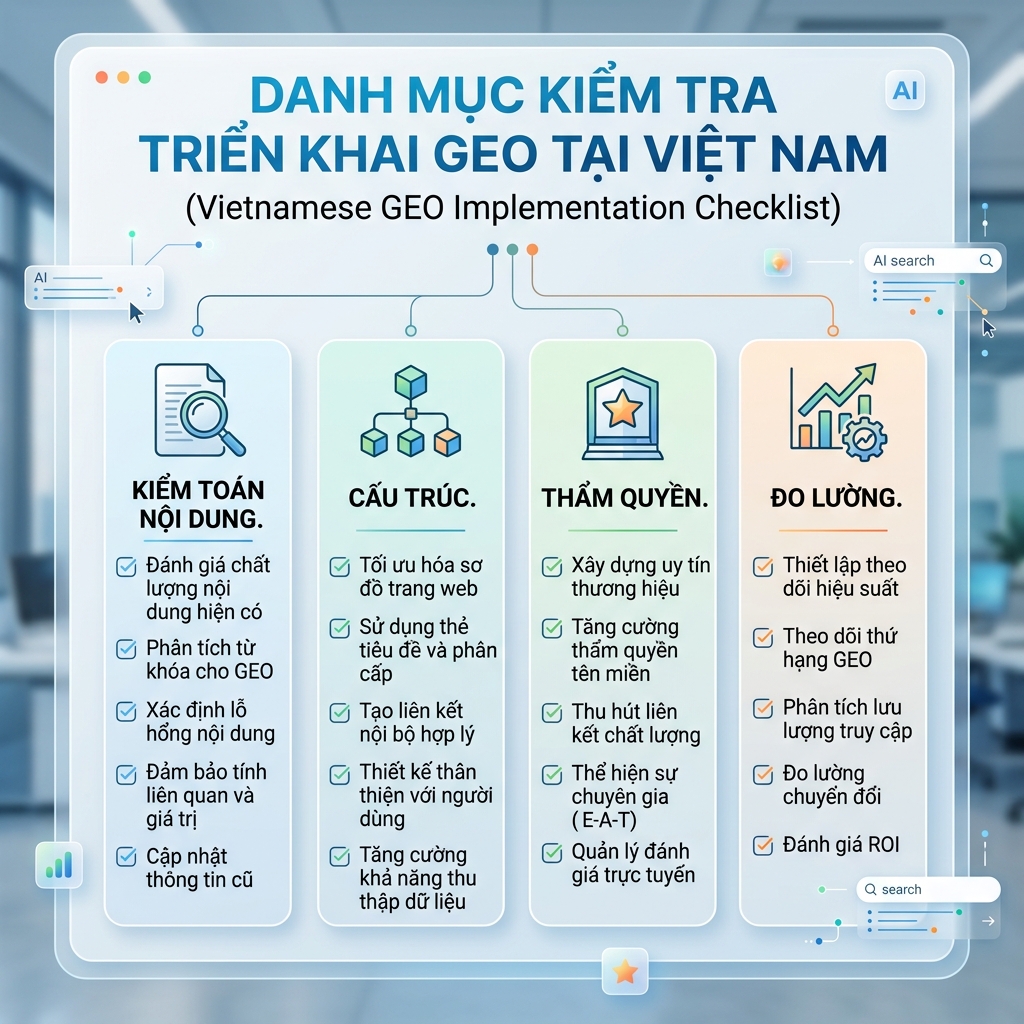 AI 可见性入门清单，包含 sitemap、爬虫访问、直接答案、FAQ、schema、专业性和提及追踪