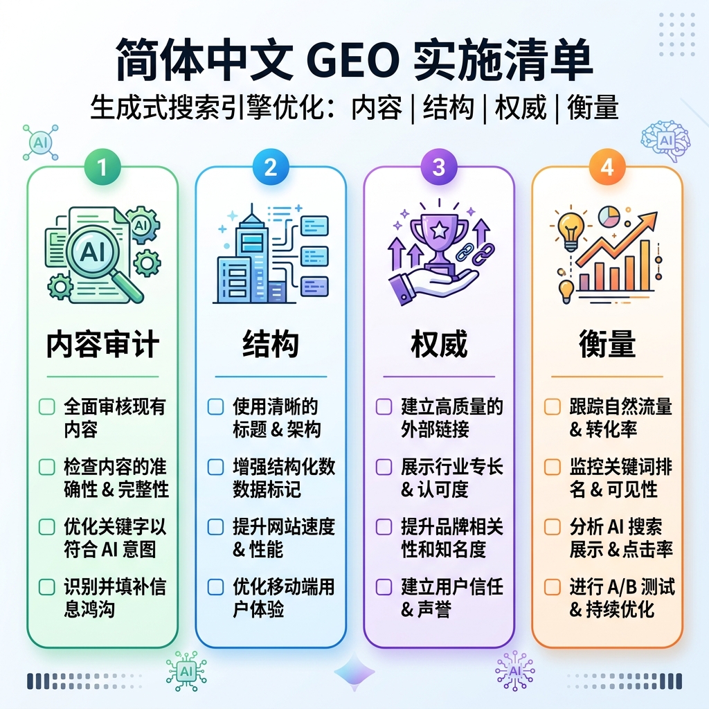 AI 引用准备度清单，包含访问、答案、证据和实体检查