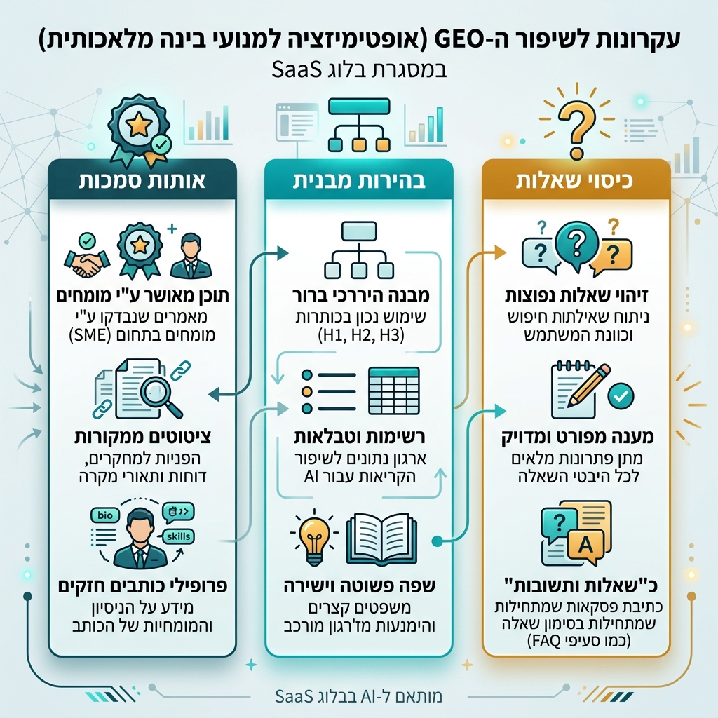 SEO 与 GEO 流程图，展示搜索排名路径和 AI 引用路径