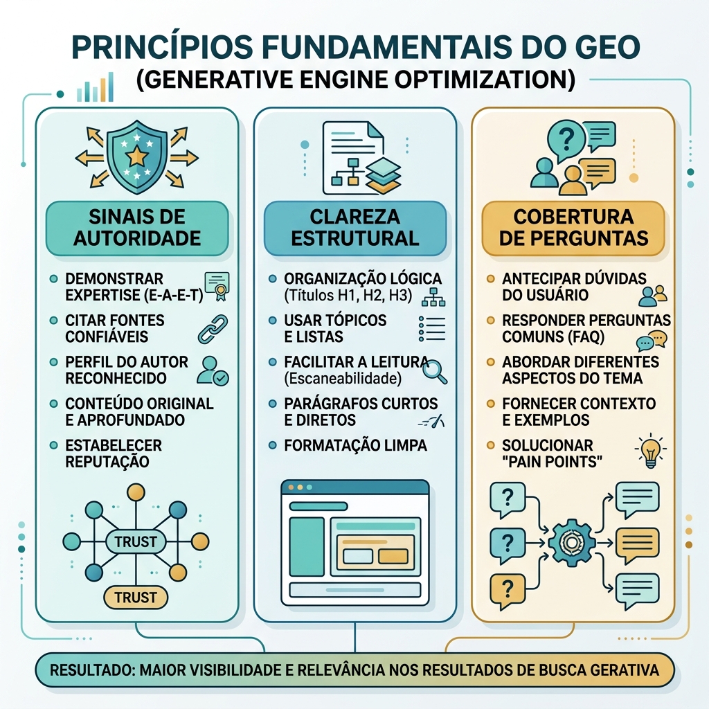 SEO 与 GEO 流程图，展示搜索排名路径和 AI 引用路径