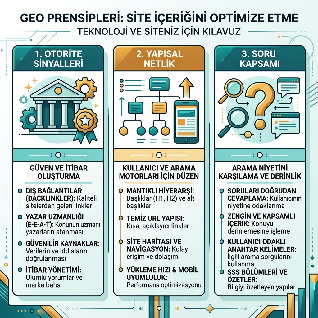 SEO 与 GEO 流程图，展示搜索排名路径和 AI 引用路径
