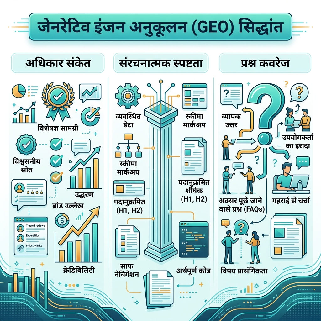 SEO 与 GEO 流程图，展示搜索排名路径和 AI 引用路径