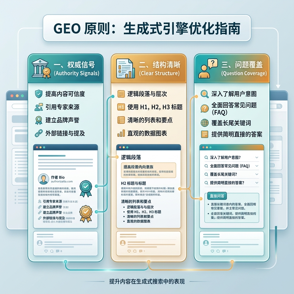 站外 GEO 信任信号地图，展示自有内容如何被第三方提及、评论、社区、合作伙伴页面和专家证据支撑。
