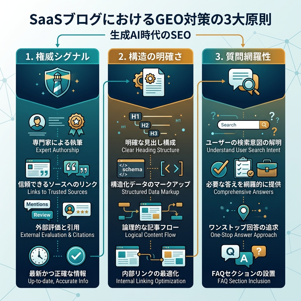 六步 GEO 内容工作流：问题、直接答案、证据、实体、FAQ 和衡量。