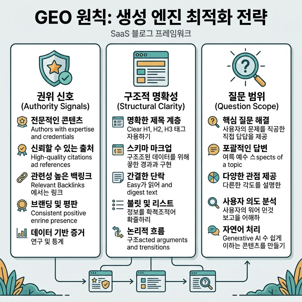 六步 GEO 内容工作流：问题、直接答案、证据、实体、FAQ 和衡量。