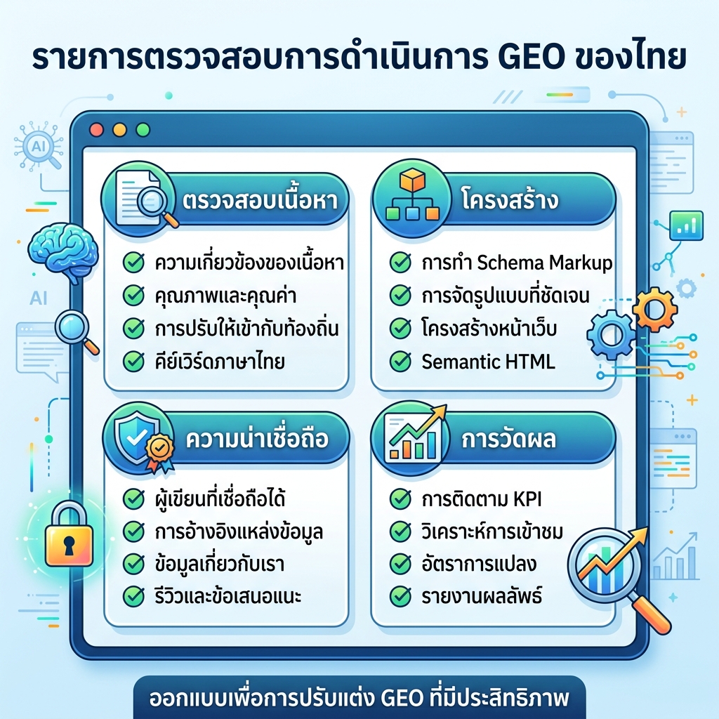GEO 内容检查矩阵，展示常见错误、实用修复和每个修复改善的 AI 引用信号。