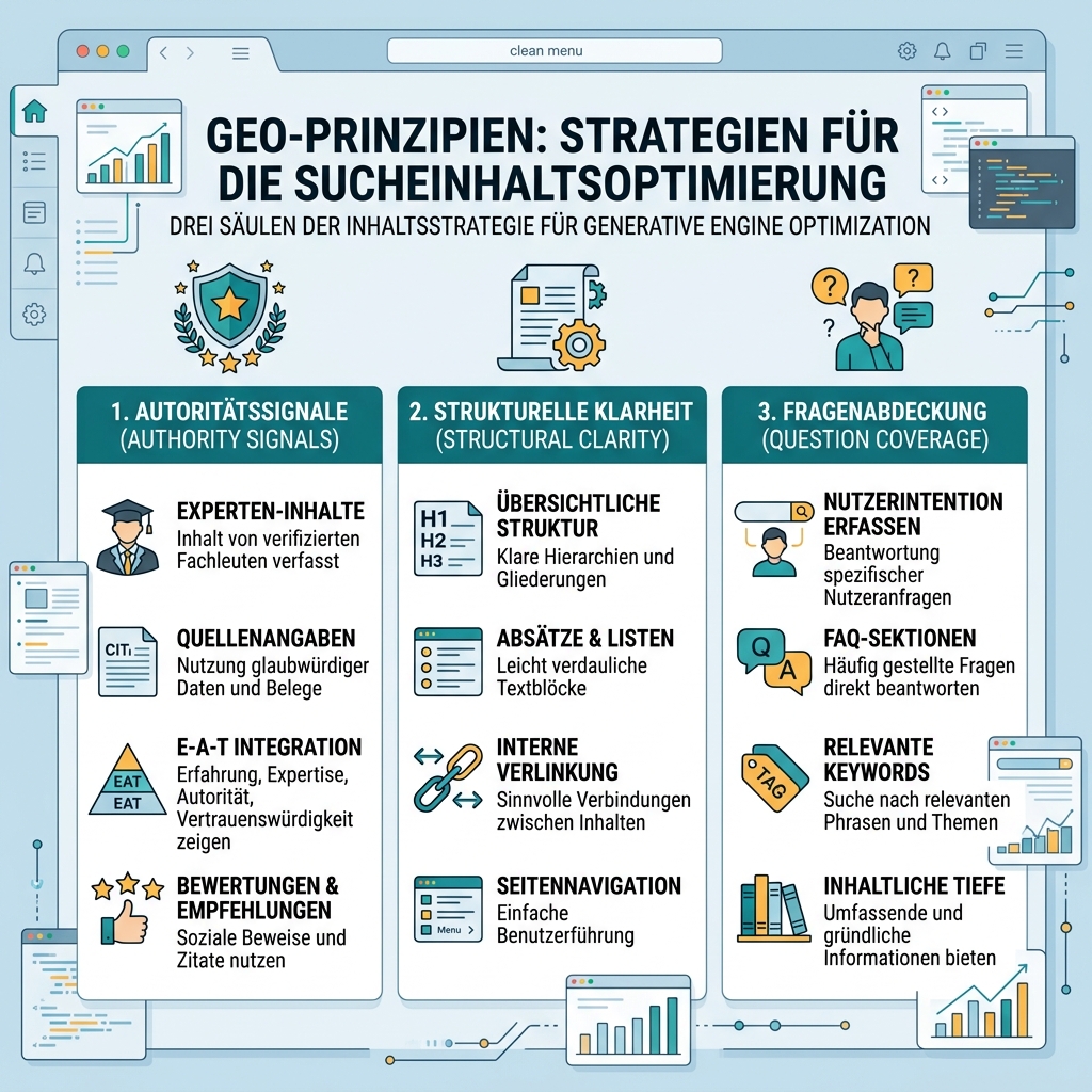 六步 GEO 内容工作流：问题、直接答案、证据、实体、FAQ 和衡量。