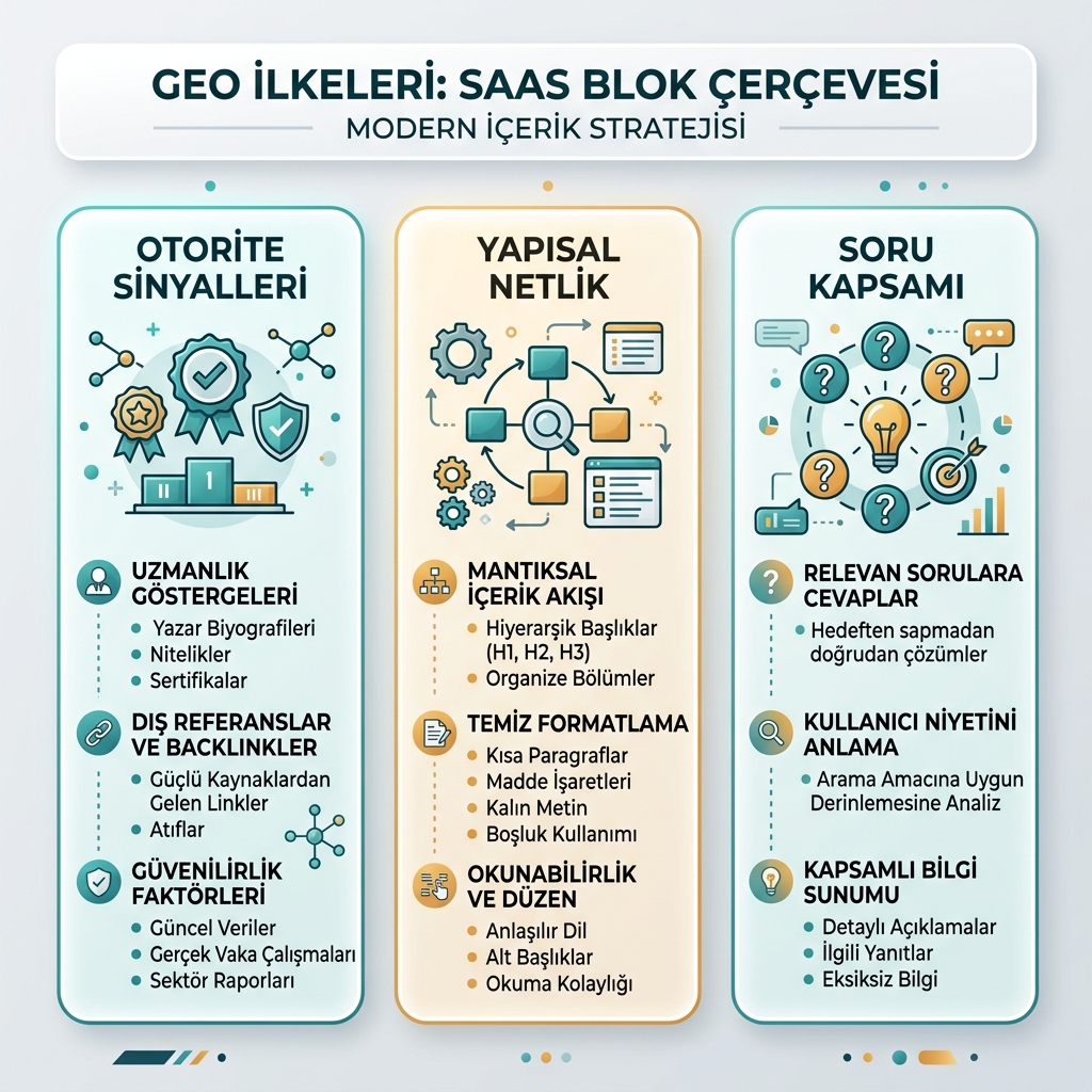 六步 GEO 内容工作流：问题、直接答案、证据、实体、FAQ 和衡量。