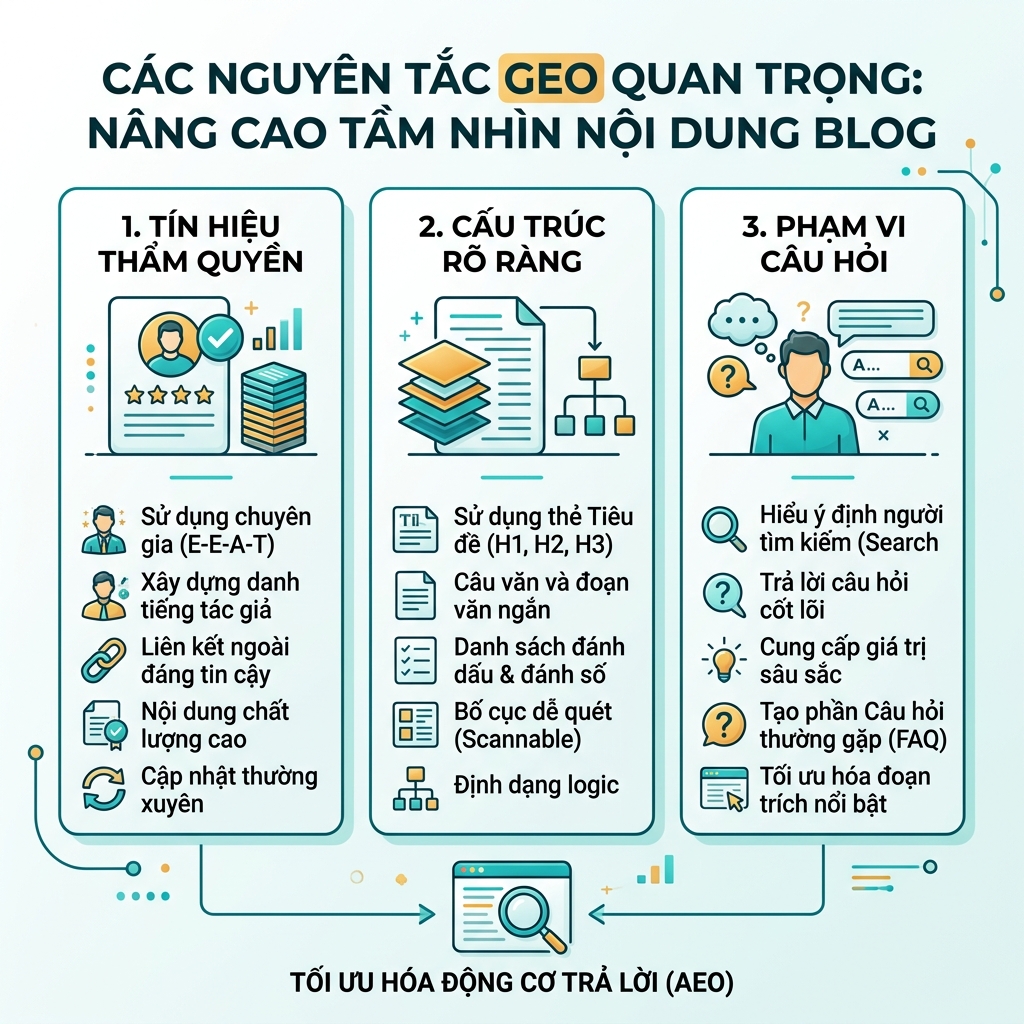 六步 GEO 内容工作流：问题、直接答案、证据、实体、FAQ 和衡量。