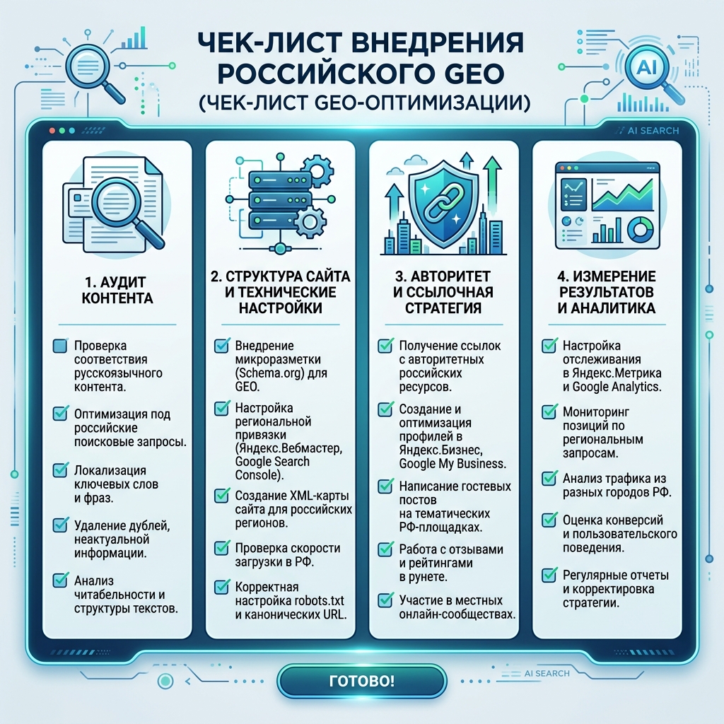 2026 GEO 工作流，包含页面证据、第三方来源、FAQ schema、社区信号和引用追踪