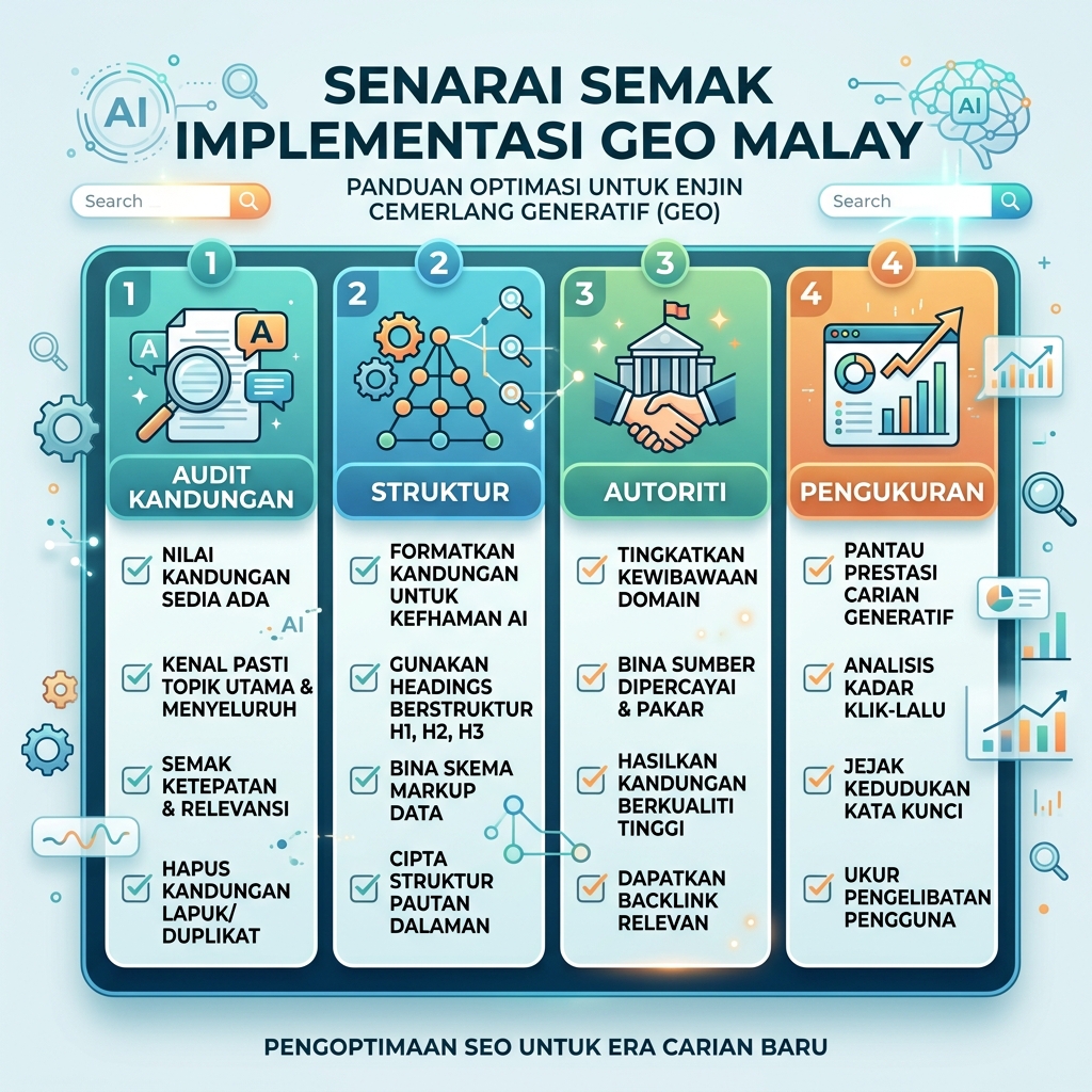 Proses pengukuran GEO: baseline, cadence dan tindakan content/source.