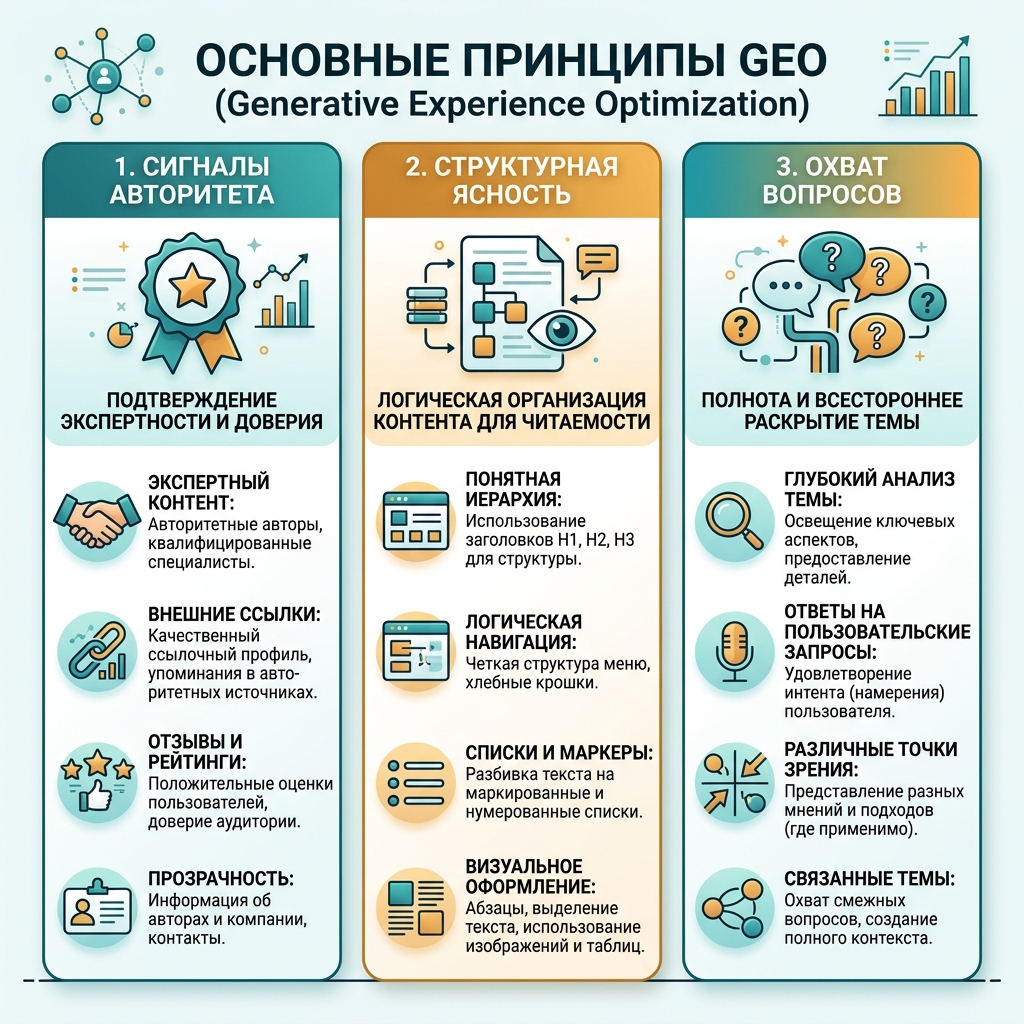 Информационная схема о том, заменит ли GEO традиционное SEO