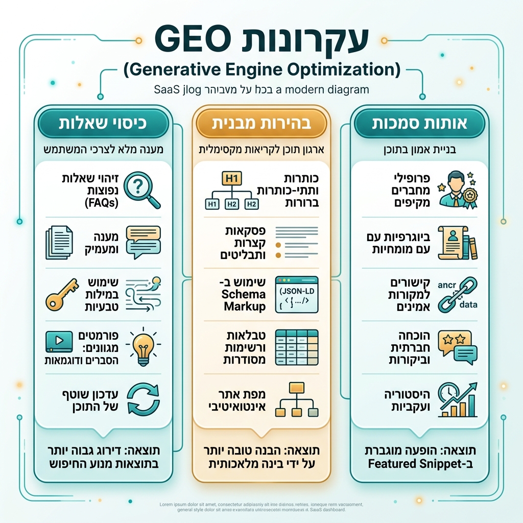 תרשים מידע שמראה איך GEO שונה מ-SEO מסורתי