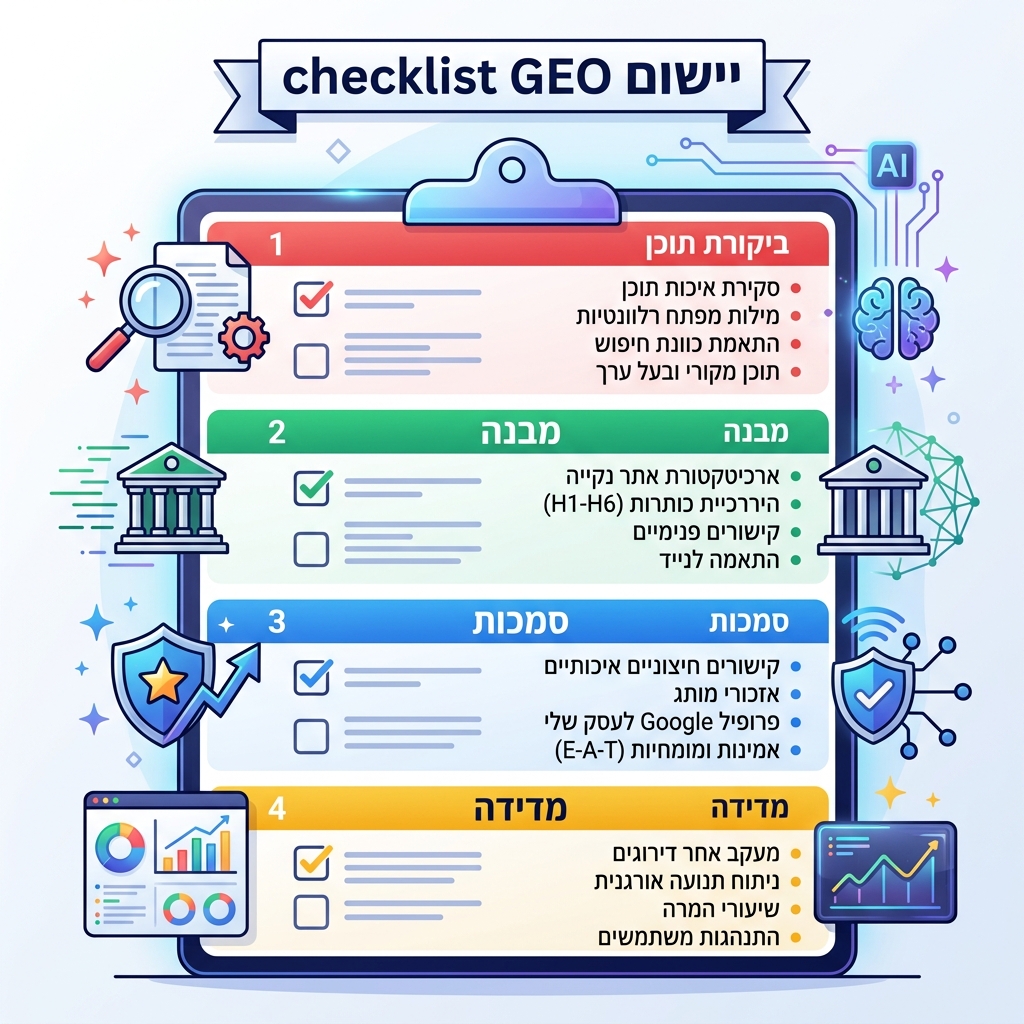 מבנה עמוד GEO שמחבר תשובה, ראיות, מבנה ופעולה