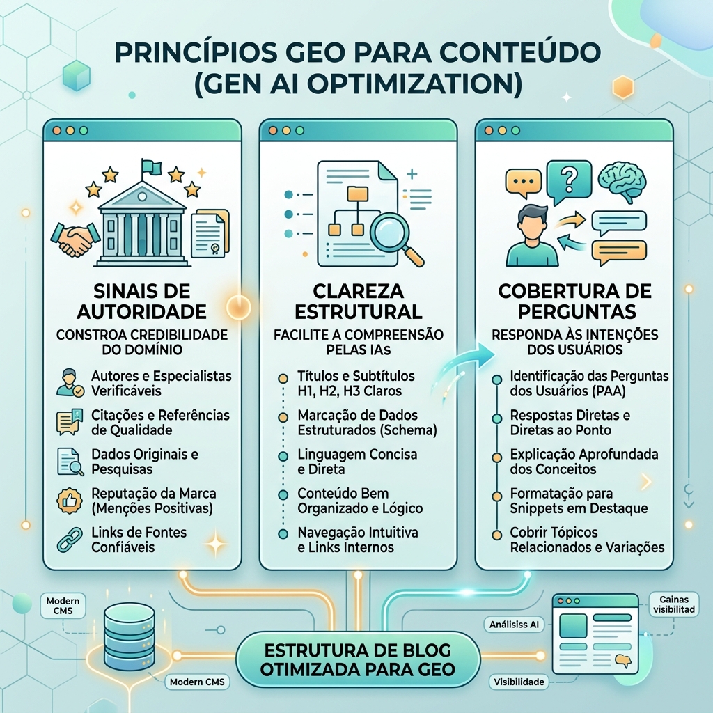 Diagrama informativo sobre como GEO difere do SEO tradicional