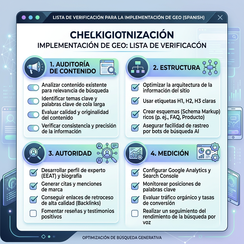 Estructura de página GEO que conecta respuesta, evidencia, estructura y acción