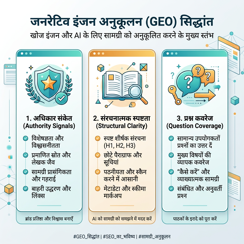 GEO और पारंपरिक SEO का अंतर दिखाने वाला सूचना चित्र