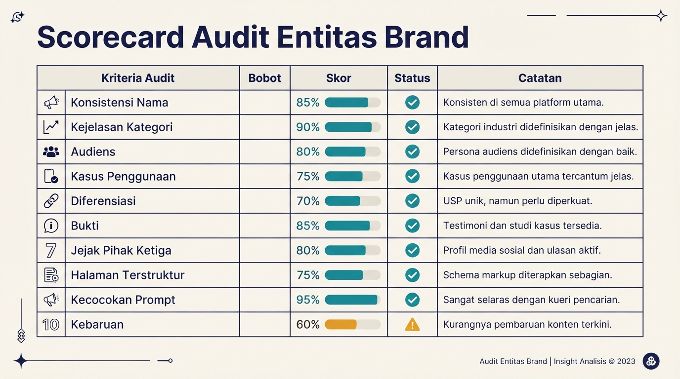 Scorecard audit entitas brand ChatGPT GEO