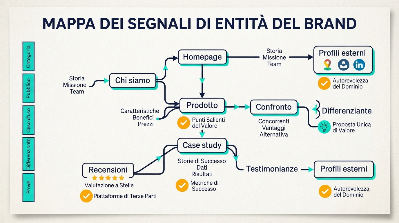 Mappa dei segnali di entità del brand per ChatGPT GEO