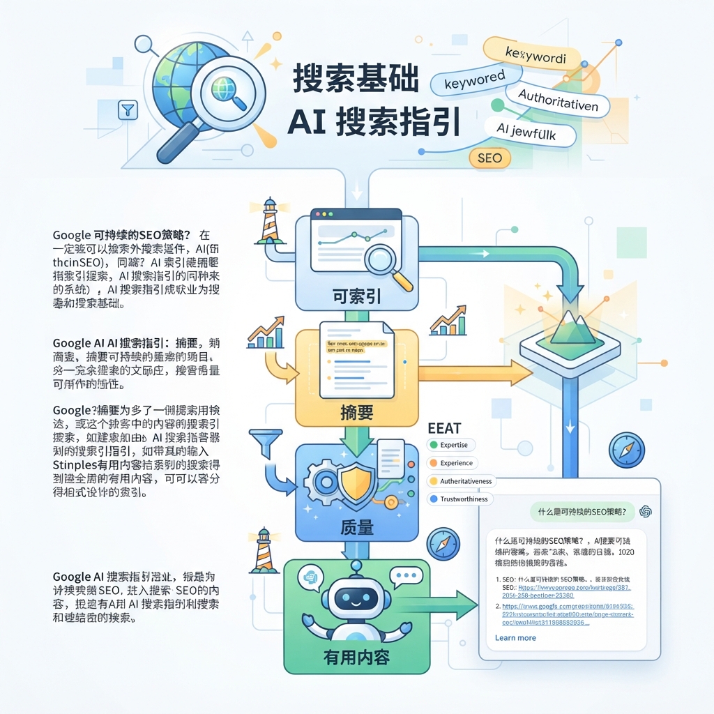 未登录桌面状态下捕获的 Google Search 生成式 AI 优化指南截图。