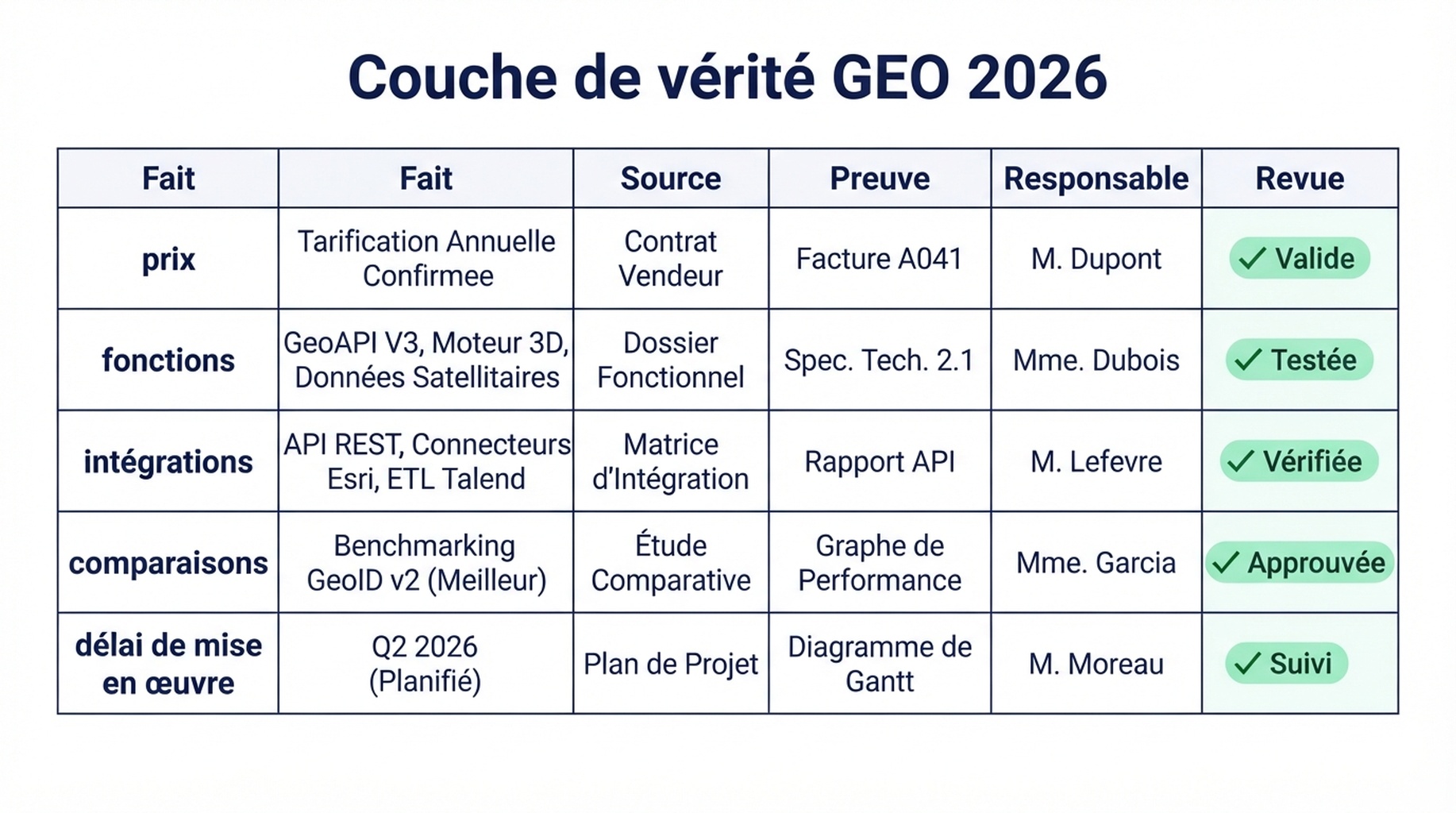 Organigramme de la dérive des faits de marque : anciennes mentions web, recherche IA, réponse déformée, perte de confiance, puis réparation par source officielle, Schema, preuve et surveillance
