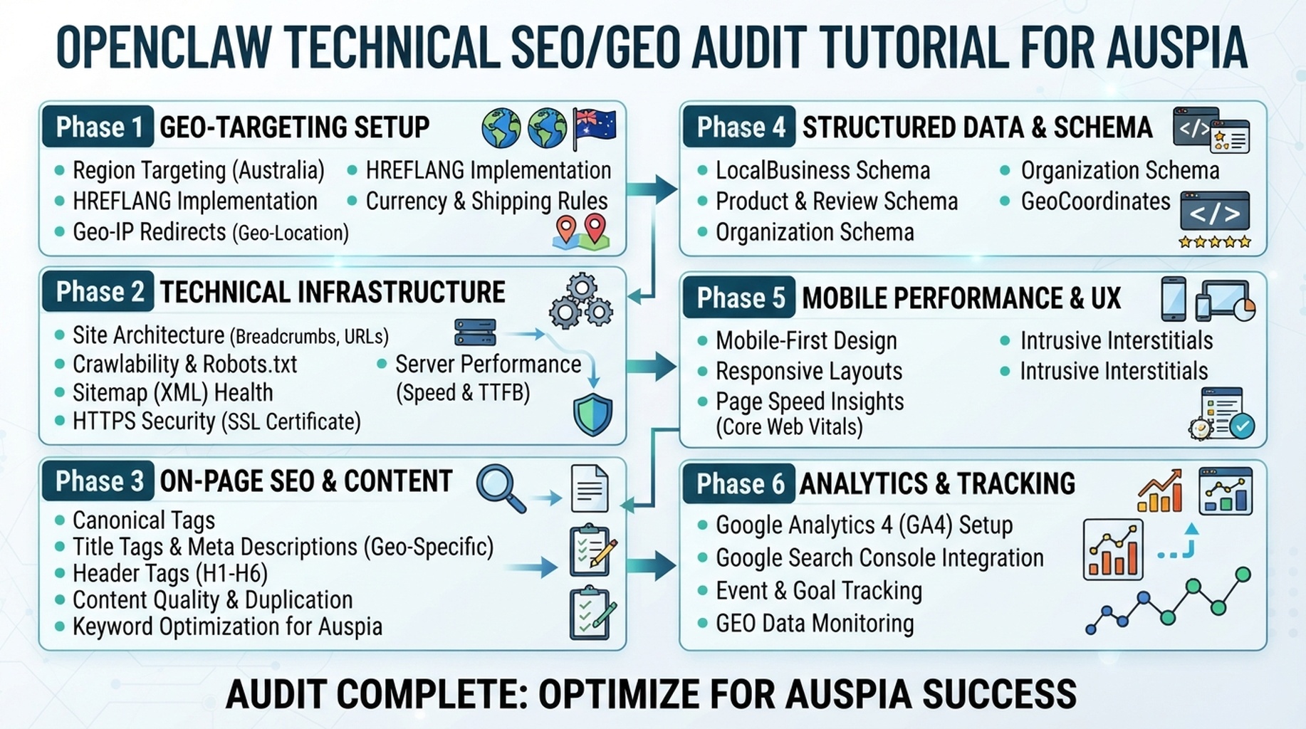 OpenClaw Technical SEO/GEO Audit infographic