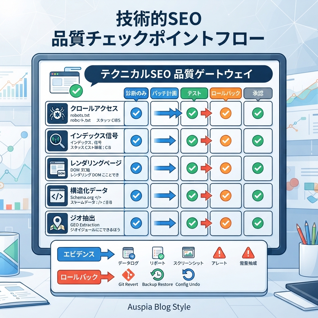 Codex テクニカルSEO安全フロー図