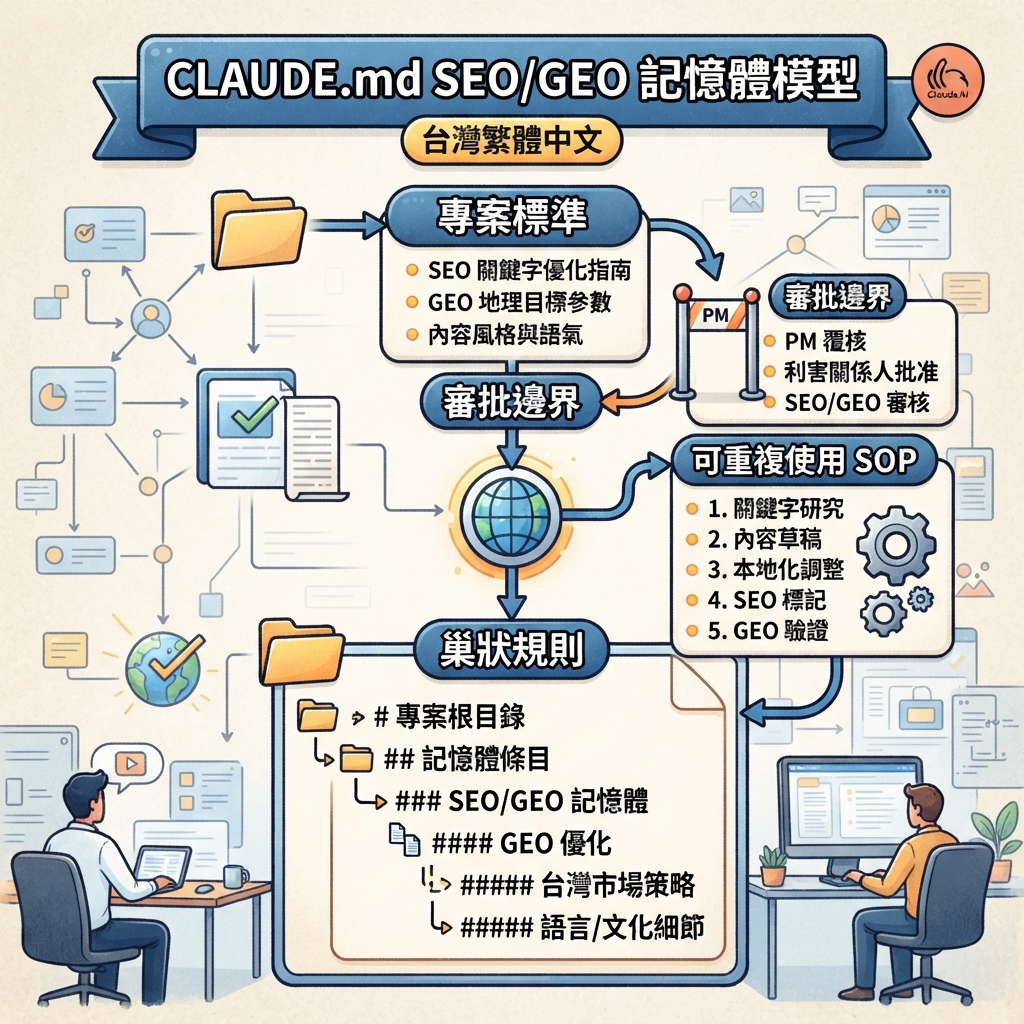 CLAUDE.md 與 Memory 在 SEO/GEO workflows 中的安全分工