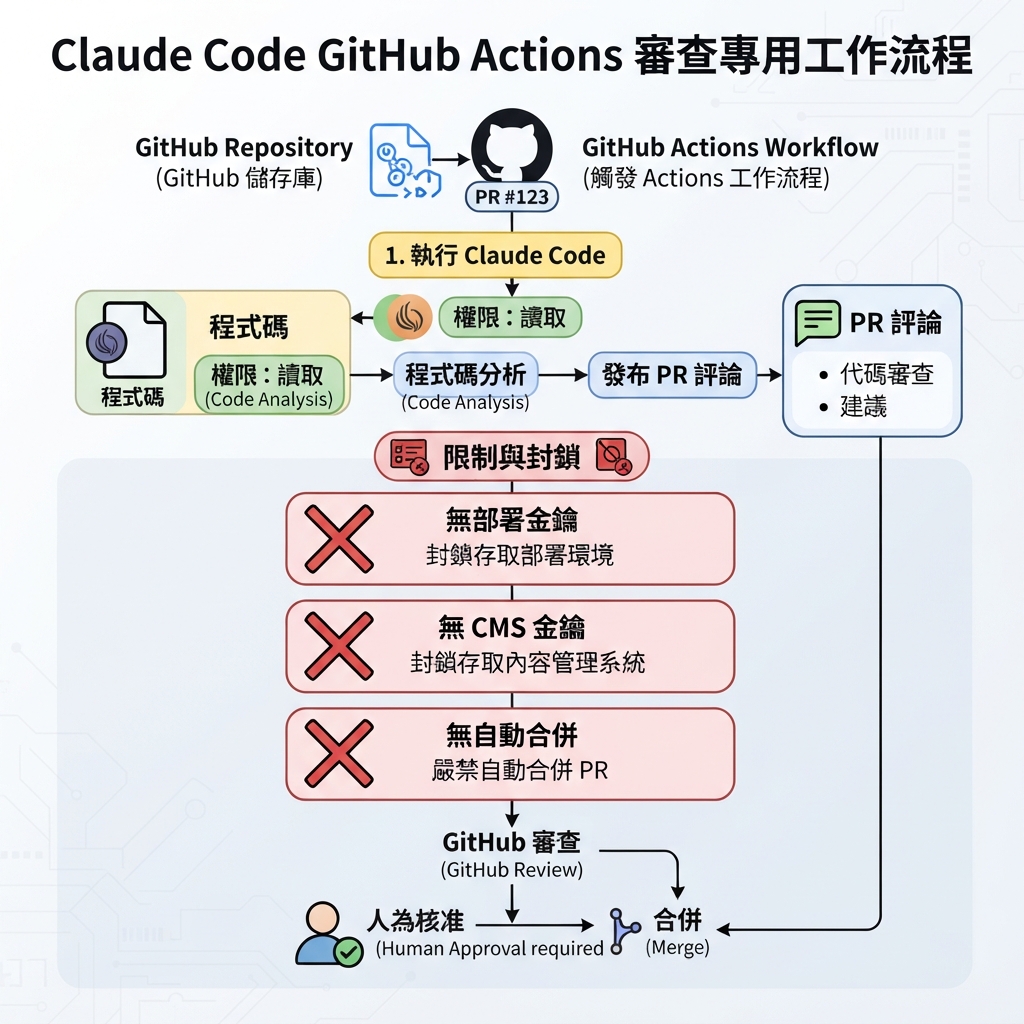 Claude Code GitHub Actions 做 SEO/GEO PR review：path filters、findings、verification