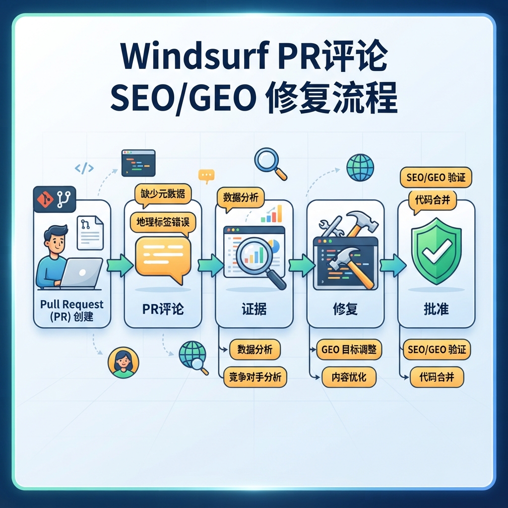 Windsurf 处理 SEO/GEO PR comments：分类、限定修复、验证与回复