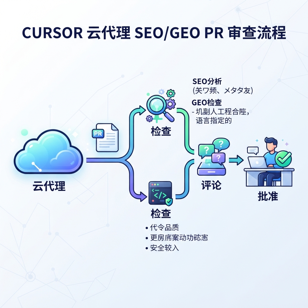 Cursor Cloud Agents 作为 SEO/GEO PR review layer：先 findings，后核准，再 patch