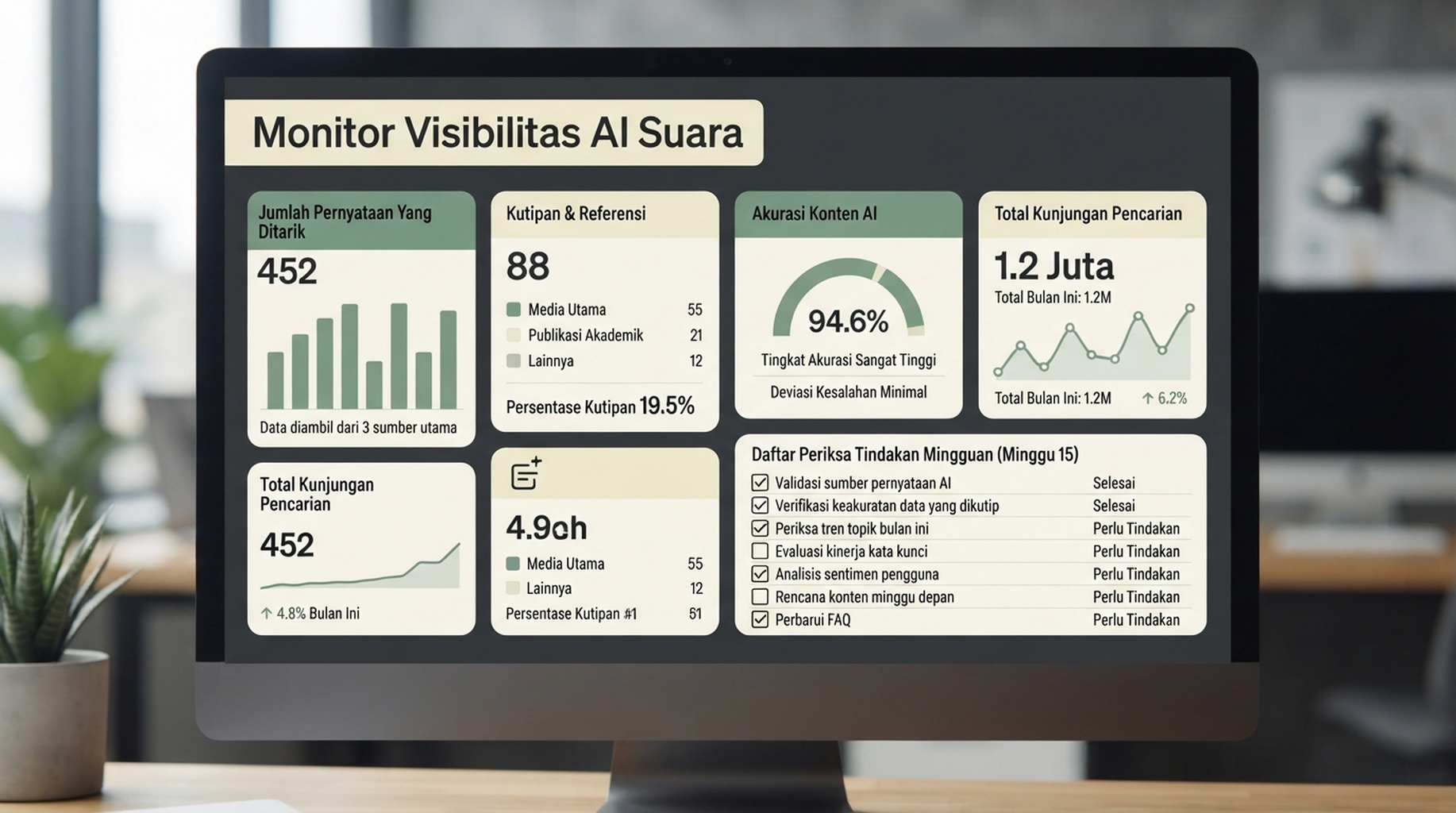 Monitor visibilitas AI suara dengan pemeriksaan pengambilan informasi, kutipan, akurasi, dan kunjungan