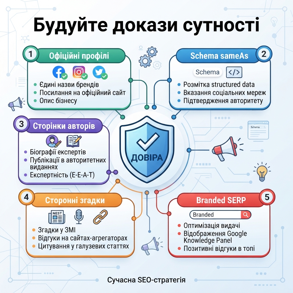 Український checklist про те, як будувати сутність доказ до досягнення порогів Google Пошук Profiles