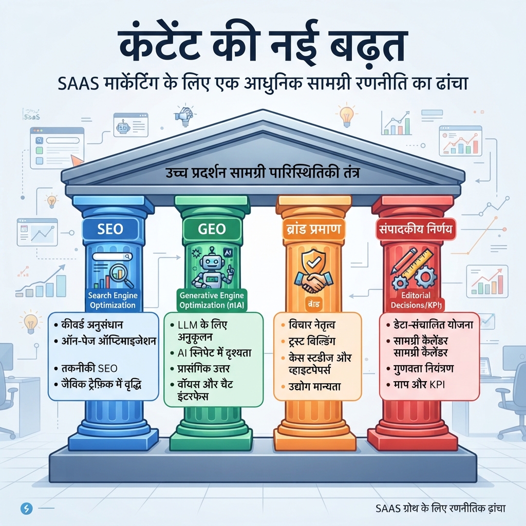 AI ऑटोमेशन के बाद कंटेंट मार्केटिंग के नए स्तंभ दिखाने वाला इन्फोग्राफिक