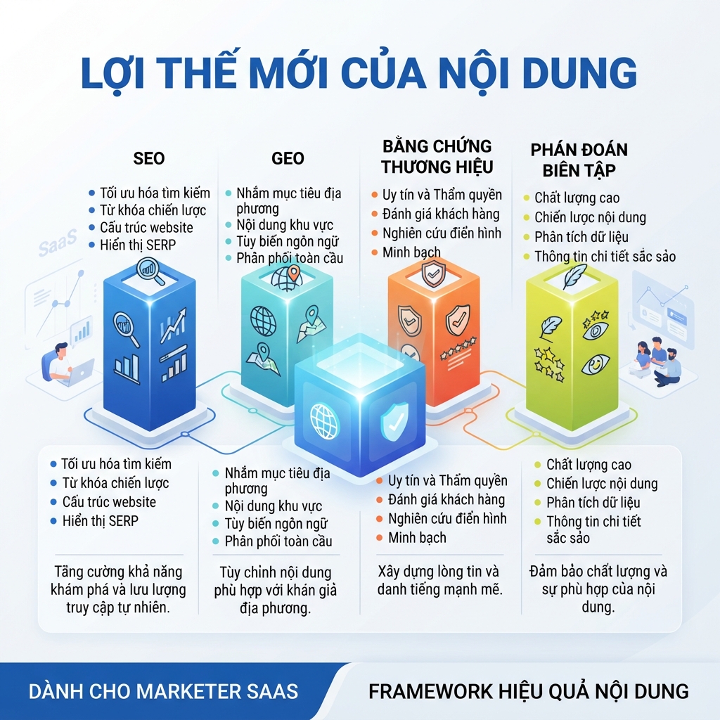 Infographic về các trụ cột mới của content marketing sau tự động hóa AI