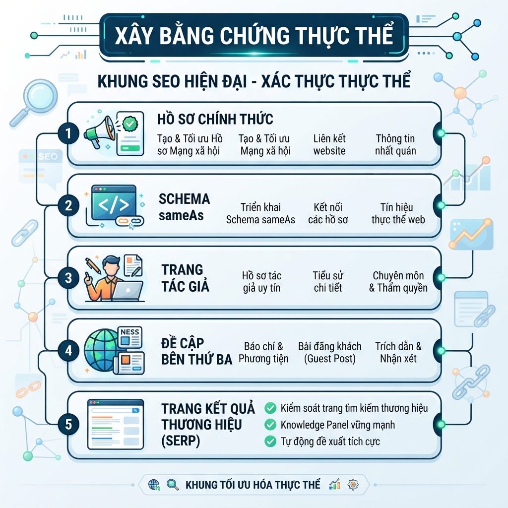 Checklist tiếng Việt về cách xây bằng chứng thực thể trước khi đạt ngưỡng Google Search Profiles