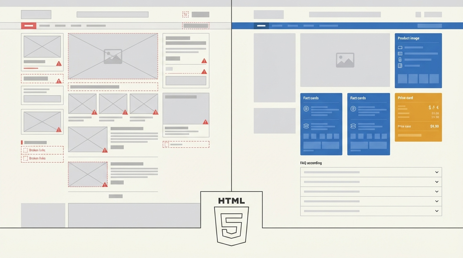 İlk HTML'de ürün bilgileri ve FAQ bulunmayan, bunların yalnızca render edilmiş DOM'da göründüğü ürün sayfası karşılaştırması