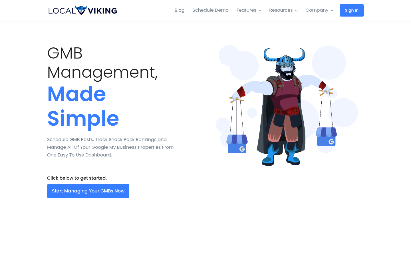 Local Viking public homepage for Google Business Profile management and GeoGrid tracking