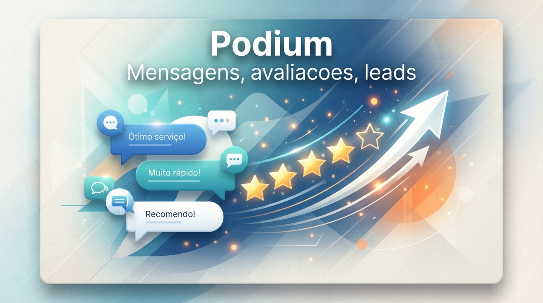 Cartao Podium para mensagens de clientes, pedidos de avaliacoes e resposta a leads