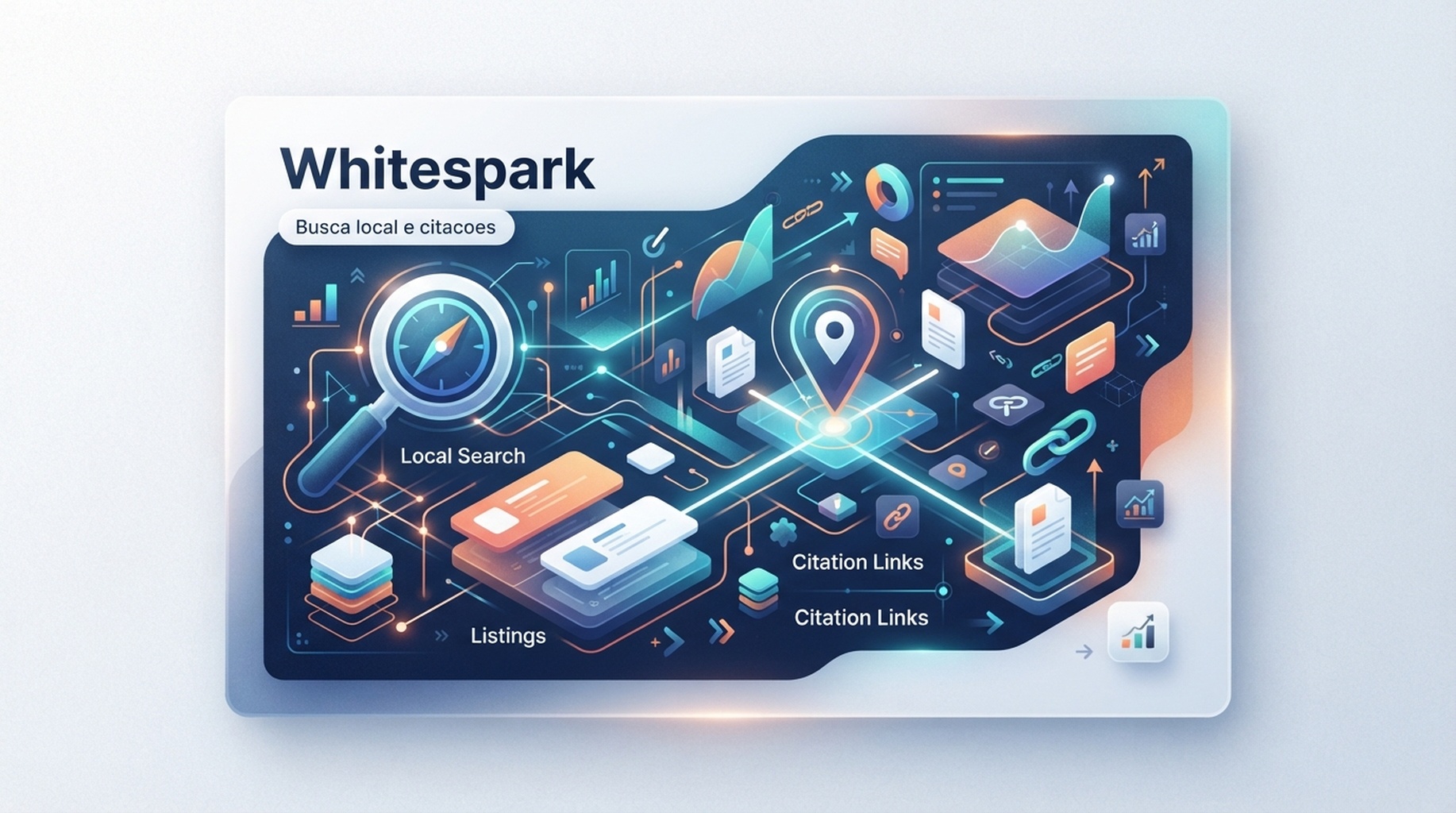 Cartao Whitespark para rankings locais, gestao de listagens e citacoes