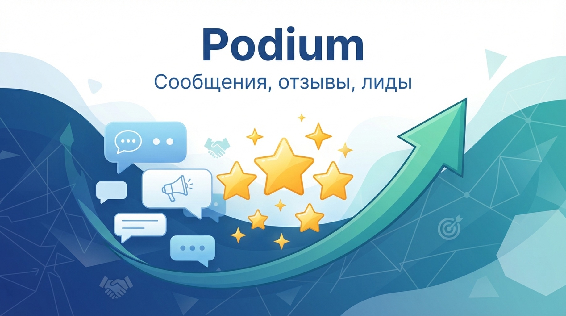 Карточка Podium для сообщений клиентам, запросов отзывов и ответа на лиды
