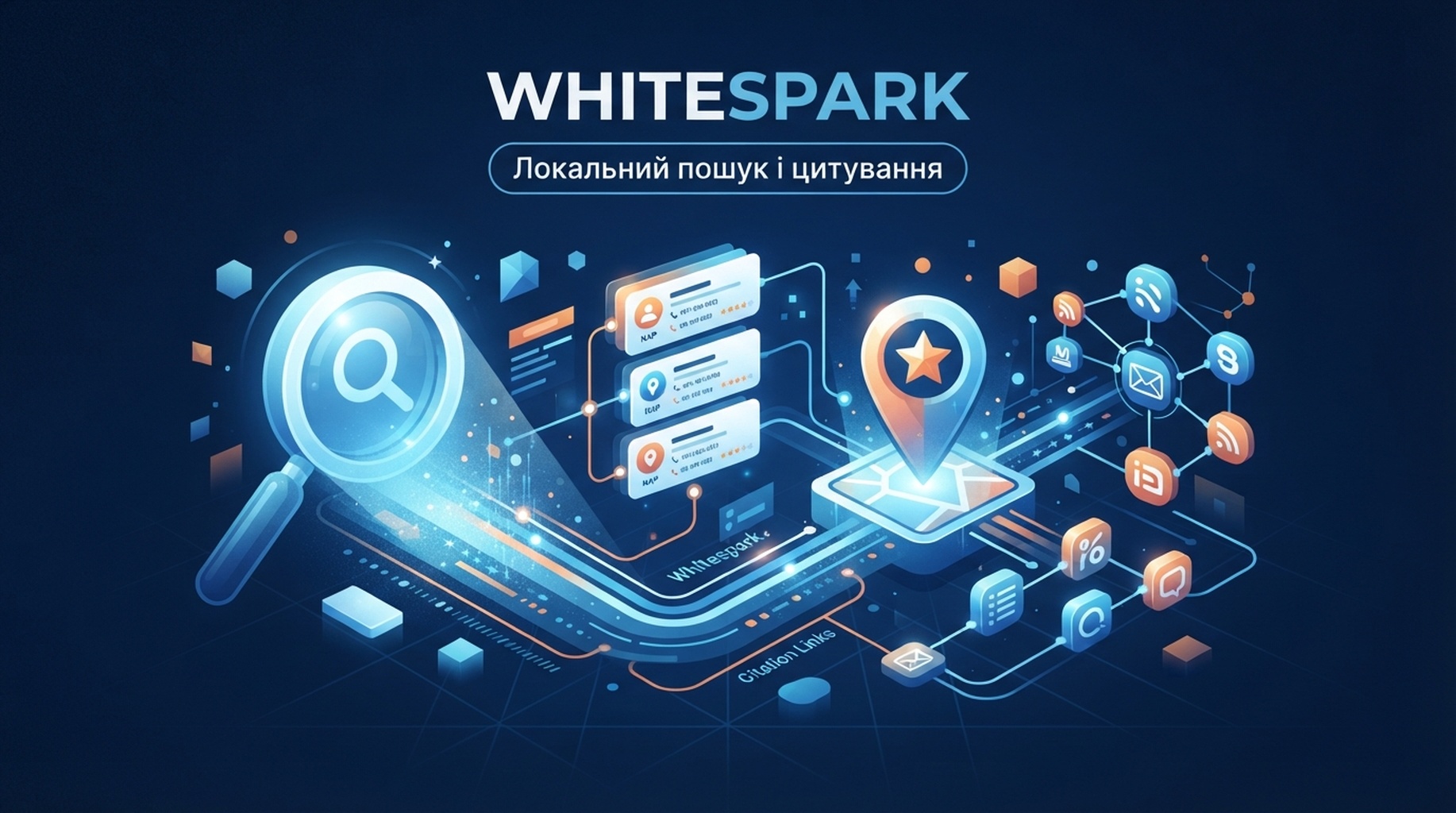 Картка Whitespark для локальних позицій, керування лістингами та цитувань