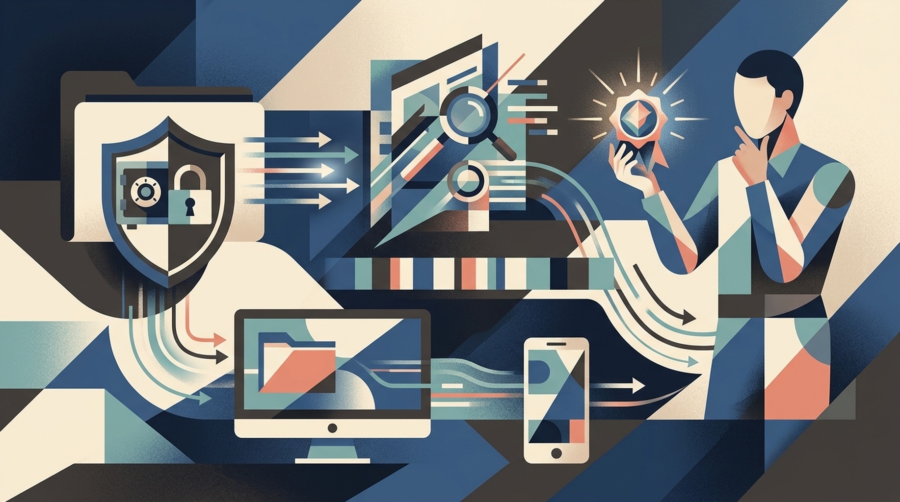 Схема процесса SEO: осмотр страницы, доказательства, одобрение человеком и улучшенная страница.