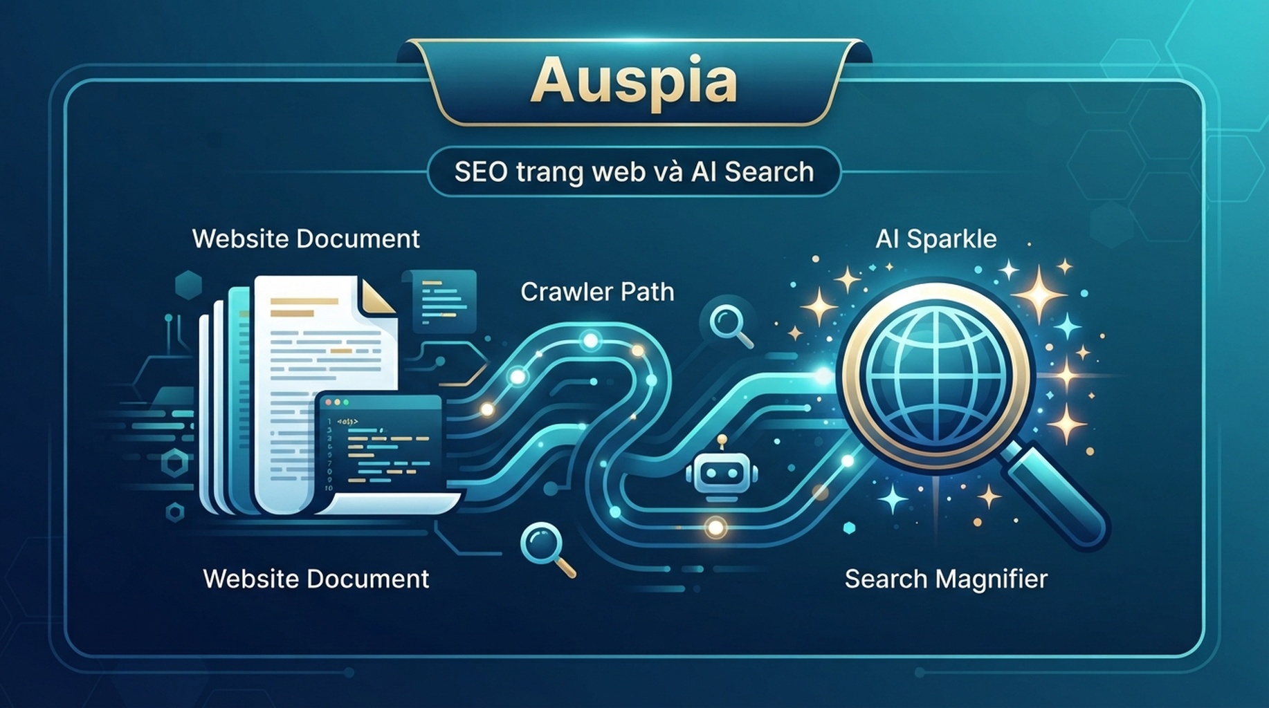 Thẻ Auspia cho SEO website, khả năng hiển thị AI, quyền truy cập crawler và mức sẵn sàng GEO
